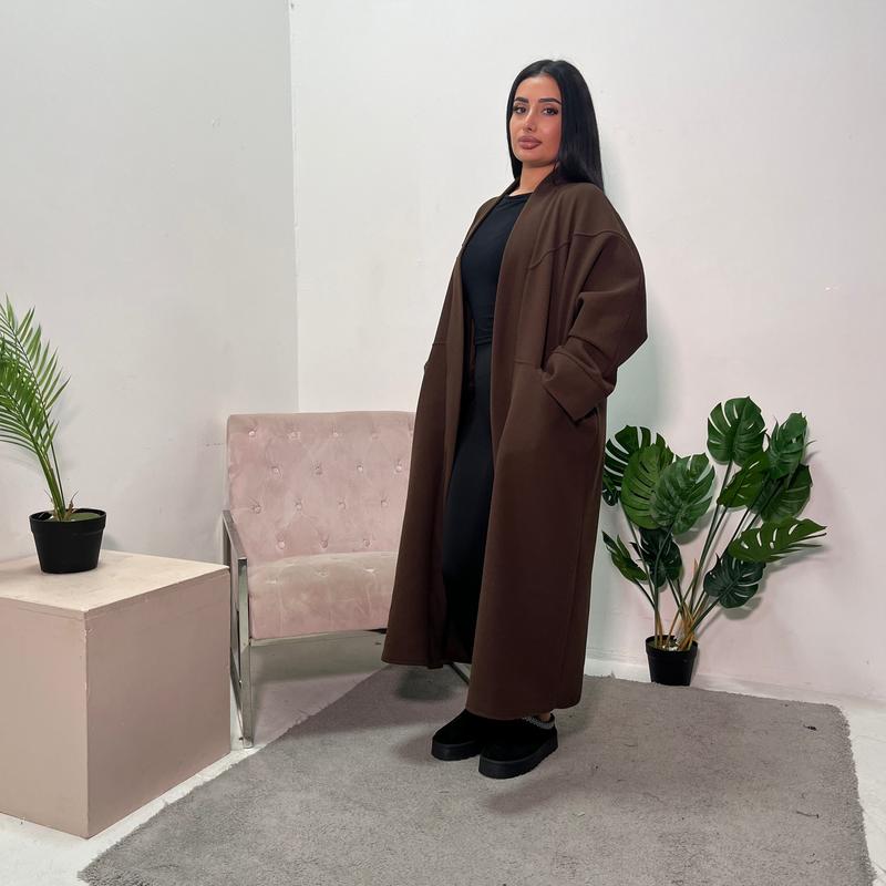Lena Chocolate Oversized Batwing Long Coat 0