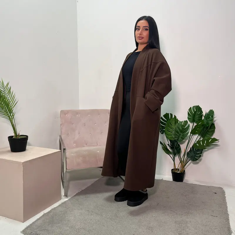 Lena Chocolate Oversized Batwing Long Coat 0