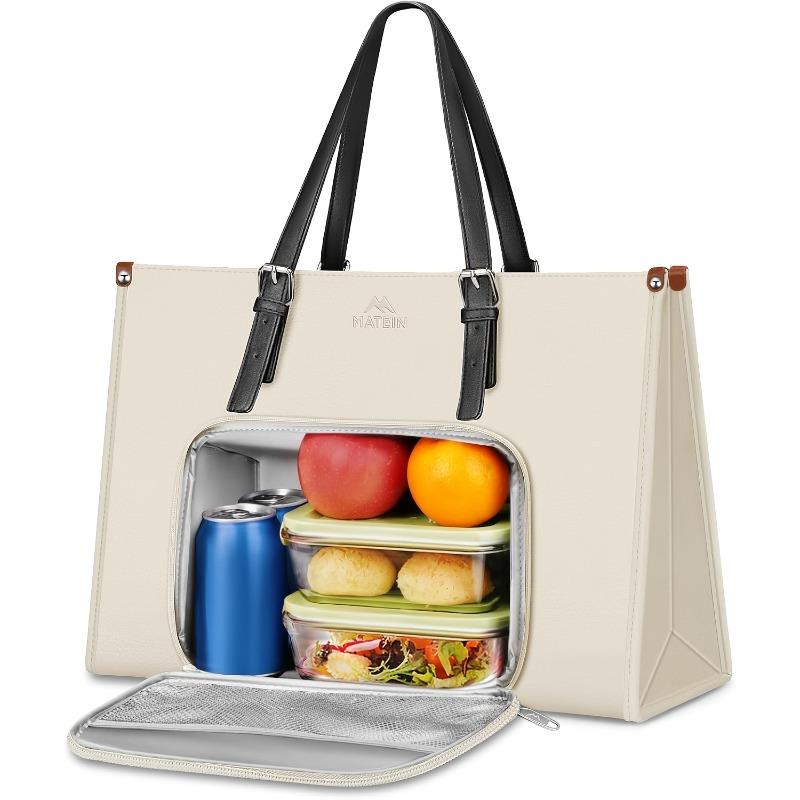 Women's laptop Tote bag with insulated lunch compartment, 39.62 cm Faux Leather briefcase with leak-proof lunch box pocket, suitable for office daily commute, office worker office, work bag, commuter tote bag, work tote bags for women, work tote 0