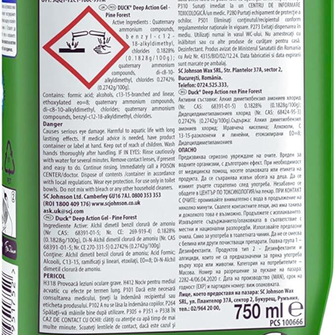 Duck Toilet Deep Action Gel Cleaner, Pine Timberland Scent, 750ml - Household, Cleaning 4