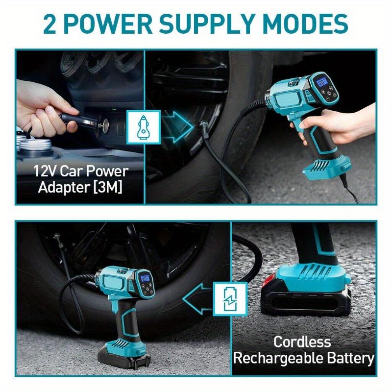 1pc Makita Cordless Air Pump for Car Tires, 18V 160PSI with 3m Power Cord & 4 Accessories, Multi-Function Wireless Electric Tire Inflator with LED Light, PVC Material 2