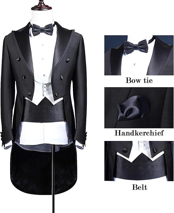 Men's Satin Cummerbund Pretied Bow Tie Breast Pocket Handkerchief Set 1
