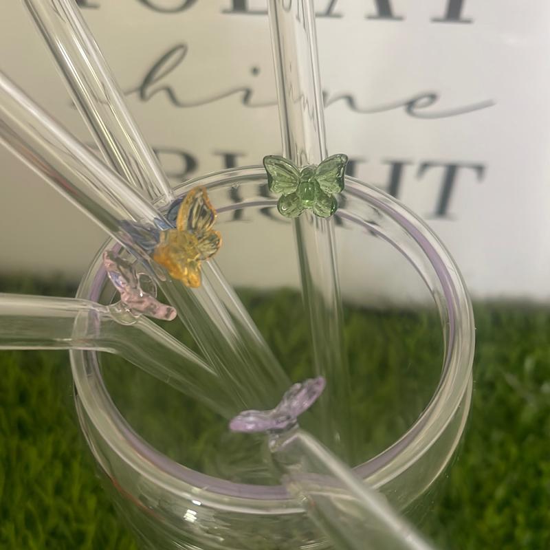 Glass Butterfly Straw for Cups Drinkware Reusable Glass - Libbey Cup, replacement straw, eco-friendly straw zak Cups & Saucers 3