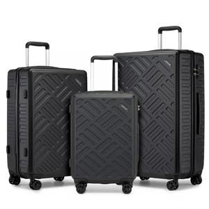 [MissLulu Bags] Puzzle Design ABS+PC Luggage Set 20"/24"/28" Durable Hard Shell Suitcases with TSA Lock - Black