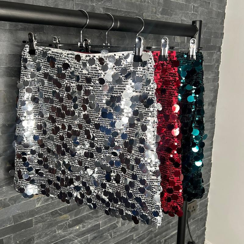 Women's Sequin Mini Skirt - Perfect For Parties And Occasions Womenswear Fashion Outfits Clothing 0
