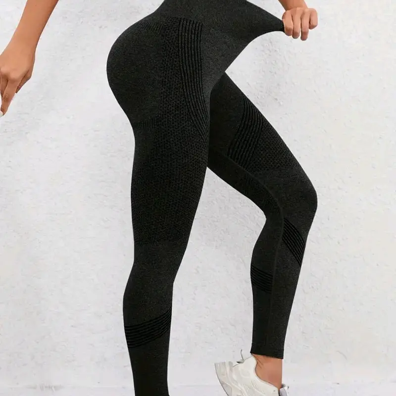 Womens New Trendy Slim Fitting Gym Leggings, Stretchy Wide Waistband, Seamless, Yoga, Ladies Athletic Sportswear, Clothing For Workout, Exercise, Gym Casual Slim-fitting 4