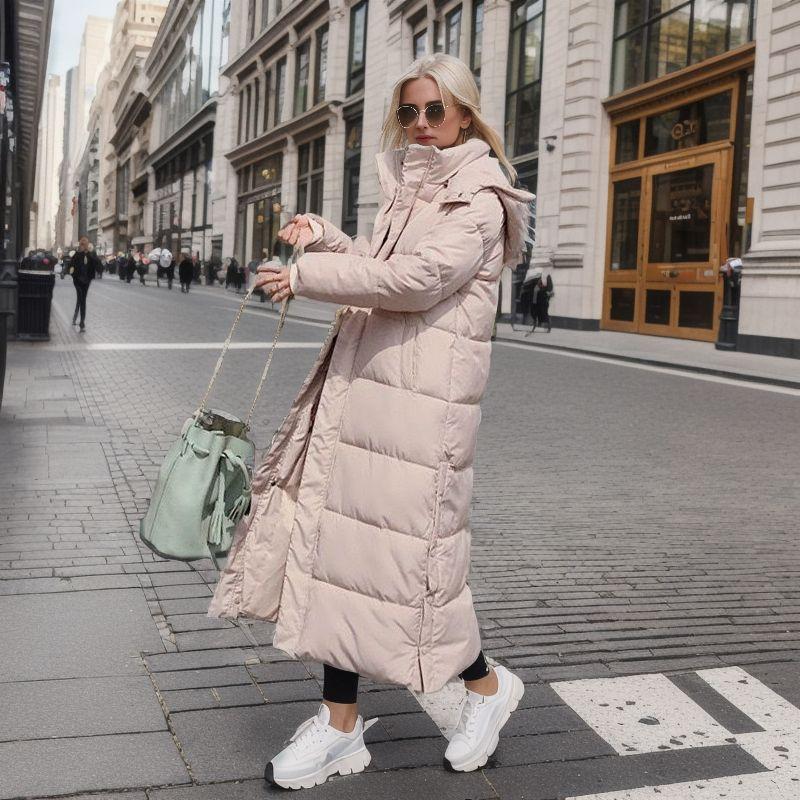 Product Introduction of Over The Knee Long Parkas Coat Female 2024 Winter Fashion Slim-fit Down Cotton Hooded Thick Warm Parkas Coat Winter Jacket Women 19
