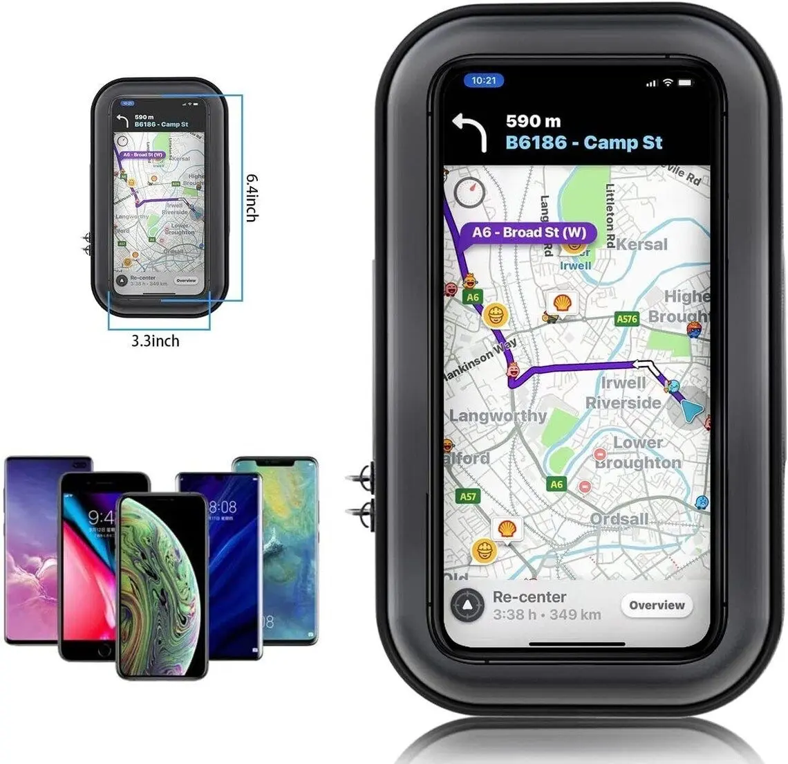 Phone Holder Waterproof Phone Holder Case, 360° Rotating Holder, Bike/Bicycle phone bag, Bike Holder Cover, Compatible for iPhone, Samsung, Google, and other Smartphones, Medium (140x80x25mm) Cellphone Mount Stand