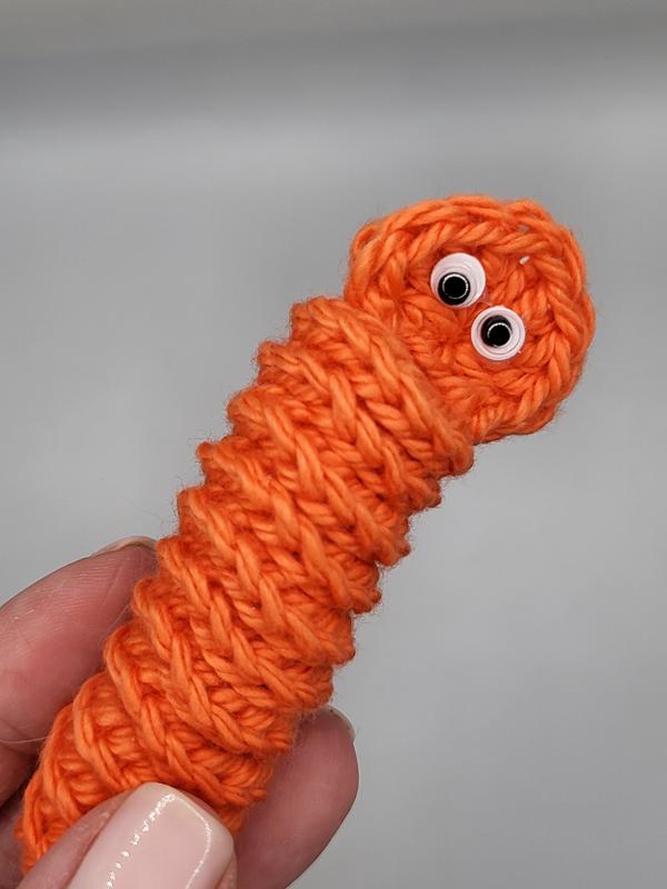 Cotton Crochet Worry Worm. Great for anxiety. Fab for blazer pockets. 2
