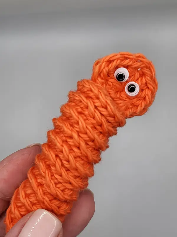 Cotton Crochet Worry Worm. Great for anxiety. Fab for blazer pockets. 2