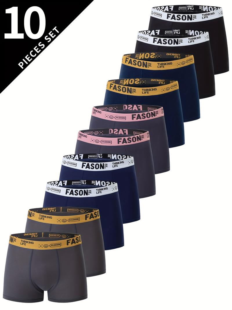Product Introduction of 10pcs Men's Breathable Boxer Briefs - Comfort Stretch, Solid Color, Casual & Sporty Underwear Menswear Socks 3