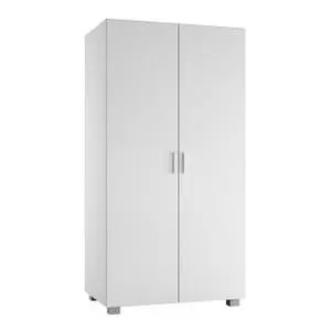 Kids ORLANDO 2-Door Wardrobe - White, PBMetal Bar, Strong & Sturdy