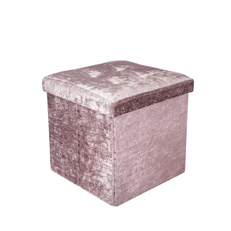 Crushed Velvet Diamante Ottoman Folding Storage Box Seat Foot Stool Bench 2 Size 5