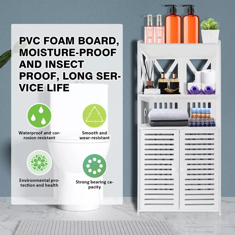 Product Introduction of Free Standing White Bathroom Storage Cabinet with Drawers and Cupboard 0