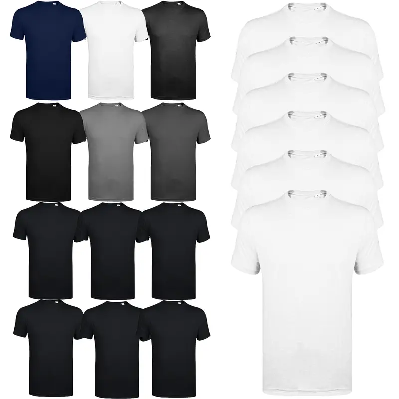 6 Pack Mens T-Shirt Short Sleeve Shirt Crew Neck Plain Assorted 100% Cotton Top Menswear Set oversized  shirt  women 2