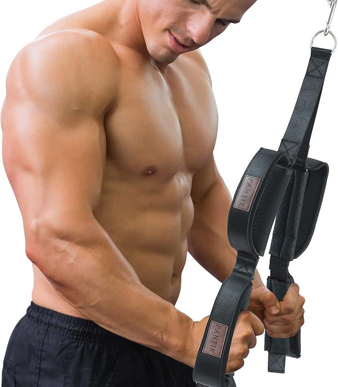 Triceps Rope Gym Cable Machine Attachments with Carabiner Anti-Slip Long Triceps Strap 2 Loops Neoprene Handles Pulldown Rope for Pushdowns Face Pulls Crunches Overhead Extensions Biceps Curl 0