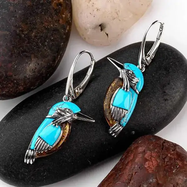 Elegant Turquoise Bird Earrings 5