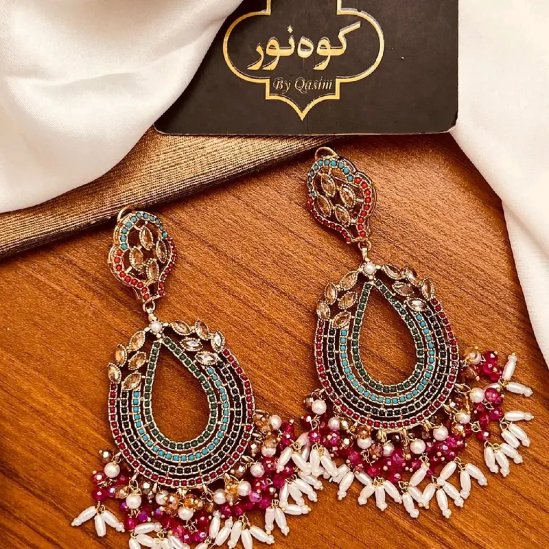 Pakistani Original Gold Plated Noratan Lightweight Big Earrings..... 5