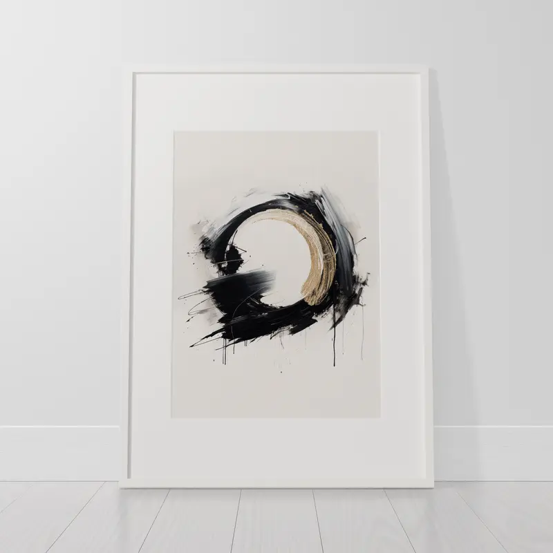 Abstract Wall Art Prints Set of 3 Unframed Black Gold Geometric Contemporary Poster Prints Home Decor 1