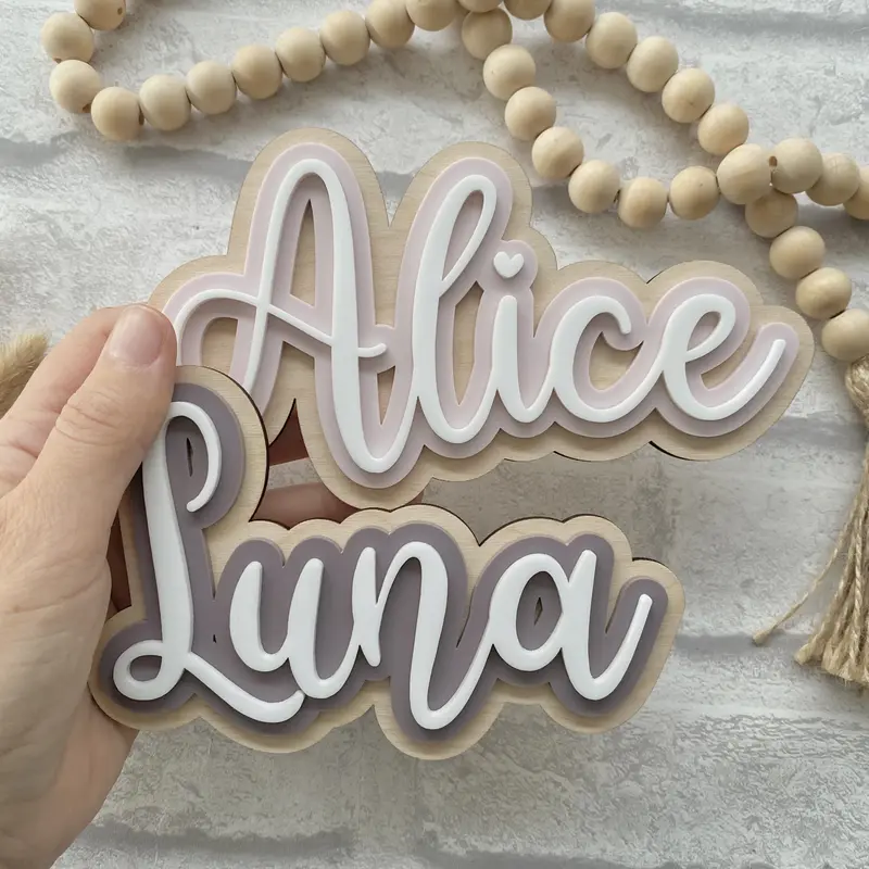 Personalised Childrens Name Sign | Triple Layer Sign | Acrylic Signs | Nursery Name Plaque | Kids Door sign | Wooden Name Sign | Playroom Signs 6