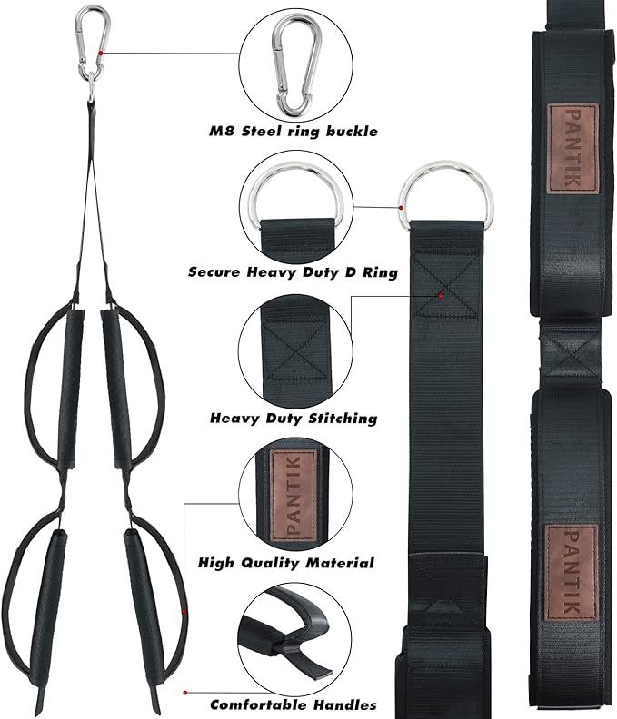 Triceps Rope Gym Cable Machine Attachments with Carabiner Anti-Slip Long Triceps Strap 2 Loops Neoprene Handles Pulldown Rope for Pushdowns Face Pulls Crunches Overhead Extensions Biceps Curl 2