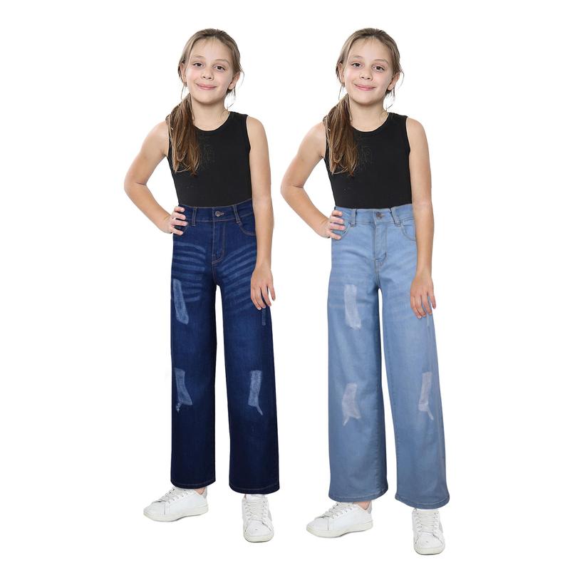 A2Z 4 Kids Girls Palazzo Jeans Wide Leg Stretchy Denim Pants Flared Fashion Jean Trousers Baggy Pants Gift for Children Age 5-14 Years 0