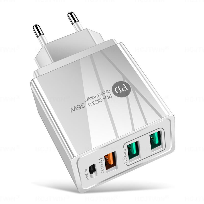 Product Introduction of 36W PD20W+QC3.0 2.4A dual USB fast charging mobile phone charger 2USB with PD charging head travel charger 16