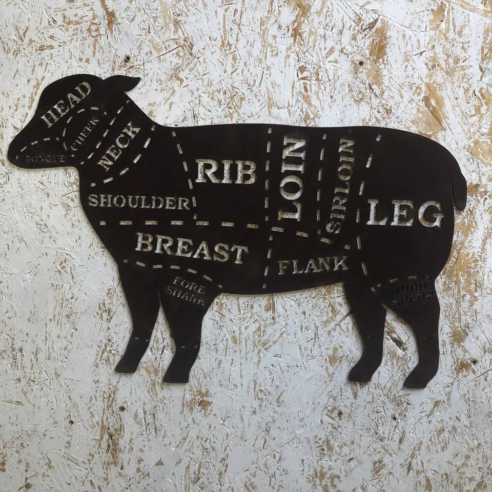 Rusty Metal Butchers Lamb Home & Garden Decoration