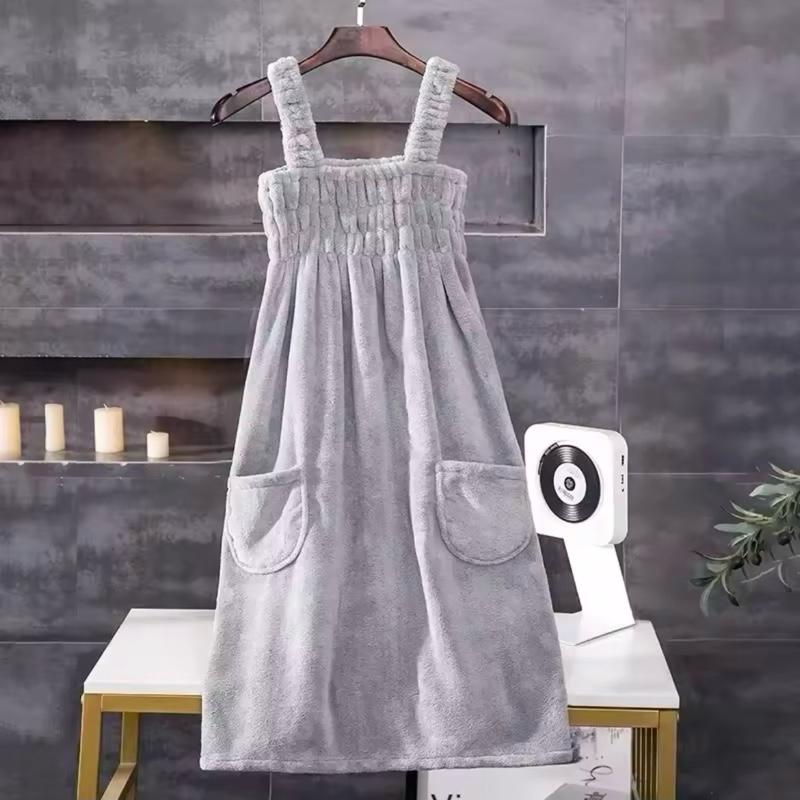 Women's Velvet Bath Towel Dress - Soft and Absorbent - Enlarged Vest Bath Skirt - One Size Fits All 2