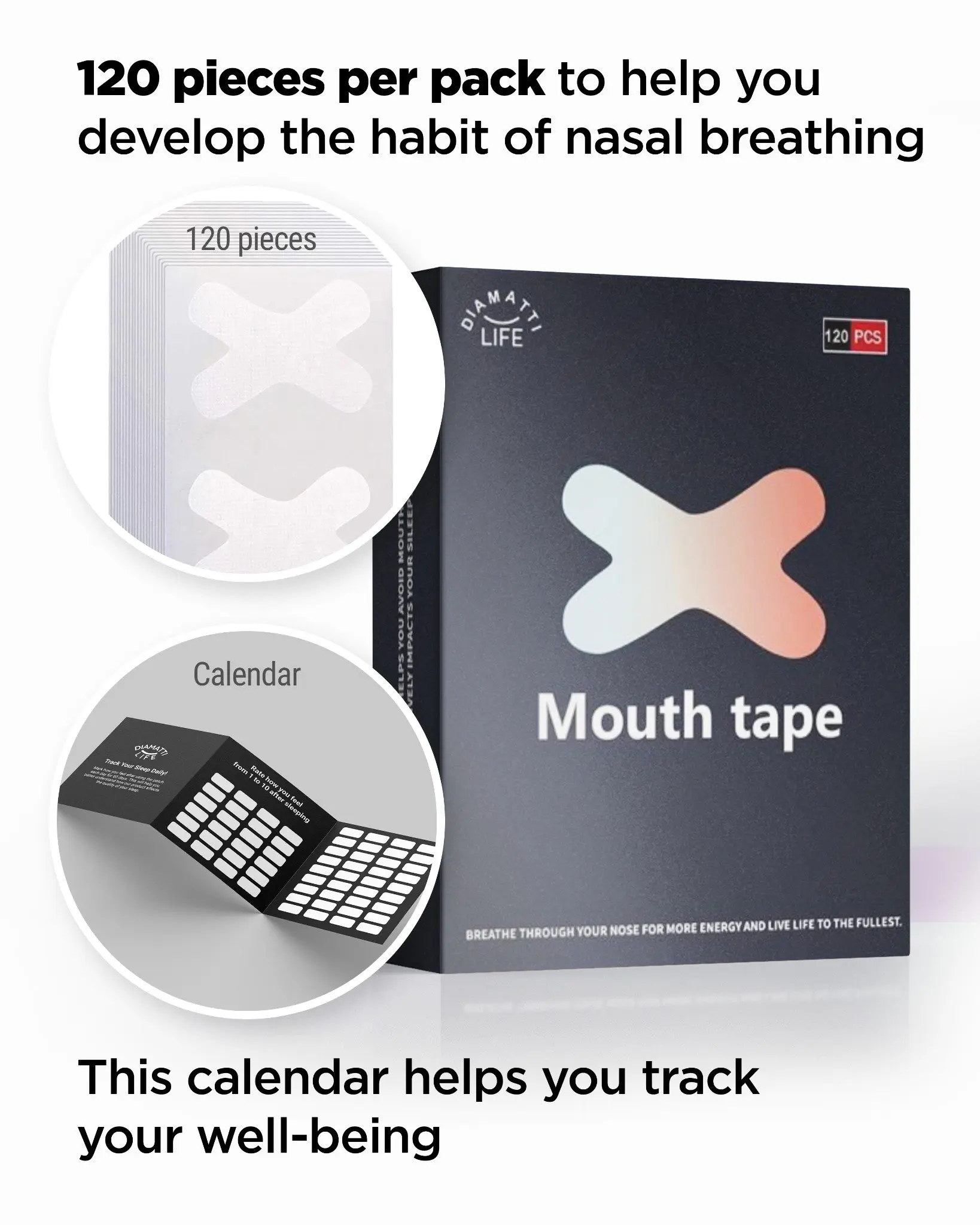 120 Pack X-Shaped Mouth Tape for Sleeping - Snoring Aids for Men and Women, Hypoallergenic Sleep Tape, Stop Snoring Strips, Comfortable and Breathable Mouth Tape for Sleep mouth  tape