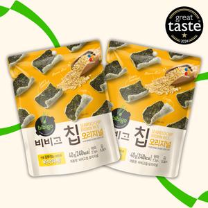 bibigo x2 Seaweed Crisps Bundle - Korean Savoury Snack, Brown Rice Coated Chips, 40g x2, Crispy International UK Puffs veggie snacks crisps