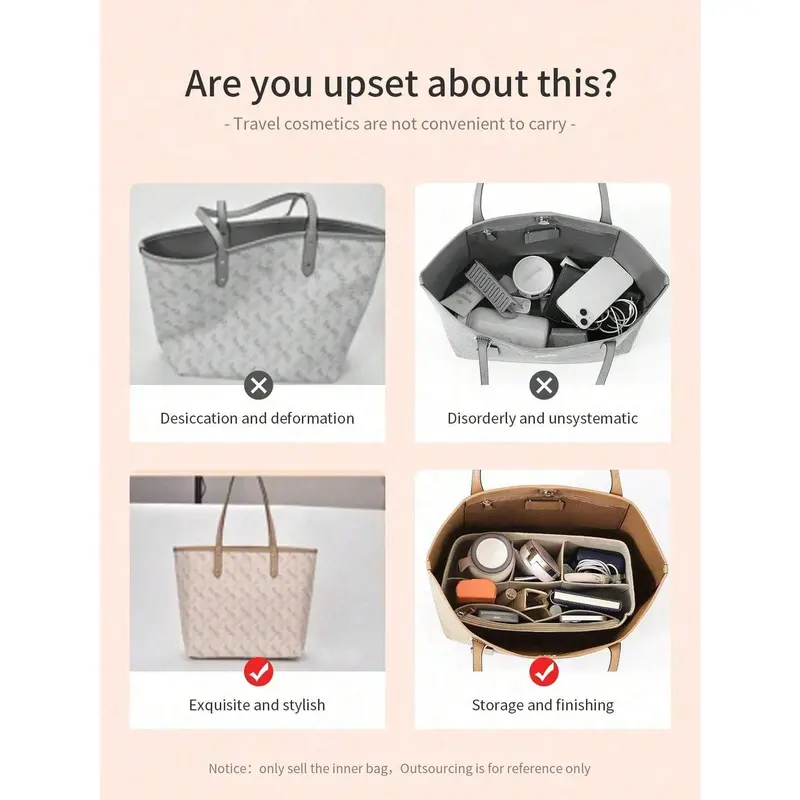 [NEWS]1PC Beige Inner Bag, Organizing Bag Inside The Bag, Anti Deformation Storage In The Middle Bag, Storage Bag With Supporting Inner Lining, Tote Bag Inner Bag, Suitable For Classified Storage Inside The Bag,Backpack Organization And Carrying[S12] 0