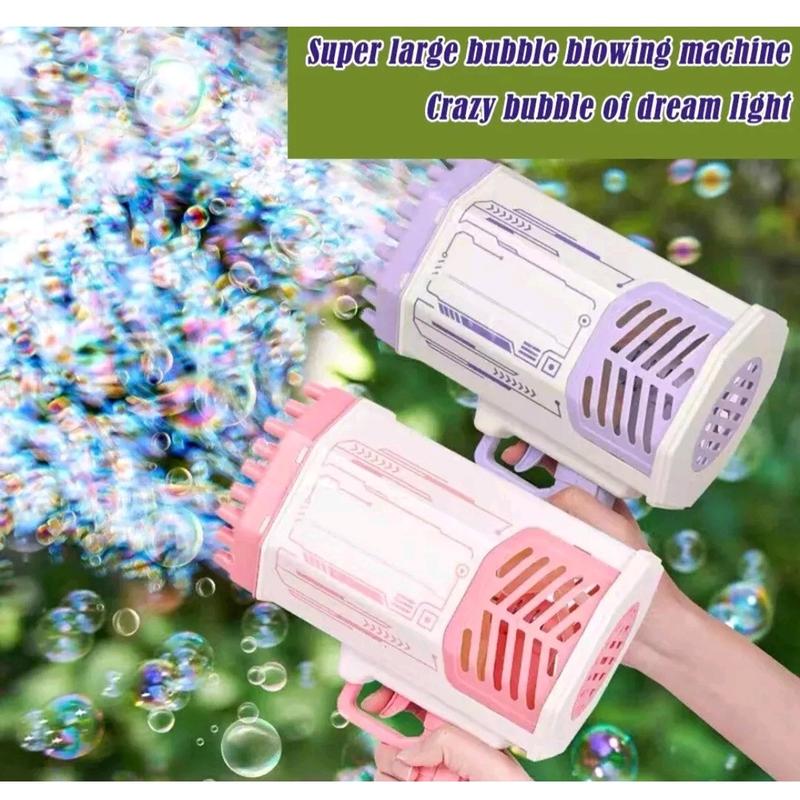 69 Hole Bubble Bazooka Gun USB RECHARGEABLE Bubble Gun Rocket Launcher Bubble Machine & Cooling Fan Kids Outdoor 3