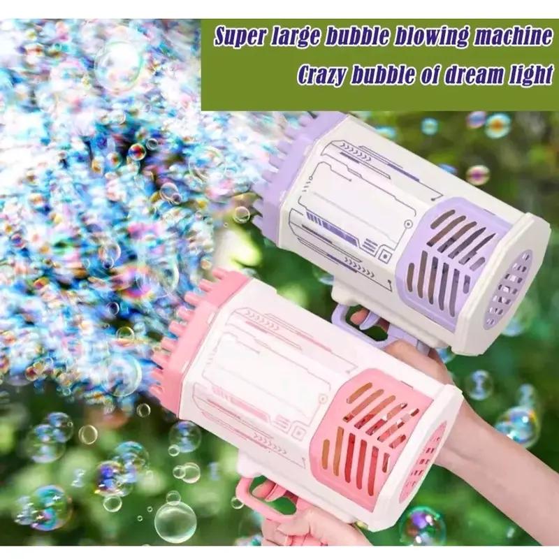 69 Hole Bubble Bazooka Gun USB RECHARGEABLE Bubble Gun Rocket Launcher Bubble Machine & Cooling Fan Kids Outdoor 3