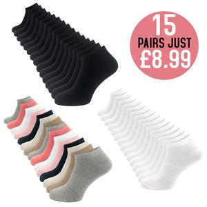 Ladies Trainer Liner Socks Womenswear Breathable Comfortable Ribbed Soft Casual Outdoor 15 Pairs Womens Ankle Socks Cotton Low Cut Sports Gym socks Gym gear Running
