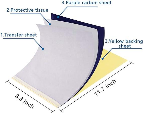 Tattoo Transfer Paper - 40 PCS Tattoo Stencil Paper, 4 Layers 8.5" x 11" A4 Size Tattoo Thermal Stencil Paper for Tattoo Transfer Kit Tattoo Supplies 1