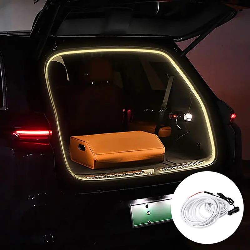 LED Light Bar Upgrade Kit, Car Trunk LED Light Interior Accessories Warm Light White Blue Red  Light Magnetic Cigarette Universal 5M Magnetically Controlled With Manual Switch, Suitable for All Car Models with Cigarette Lighter Interface 4