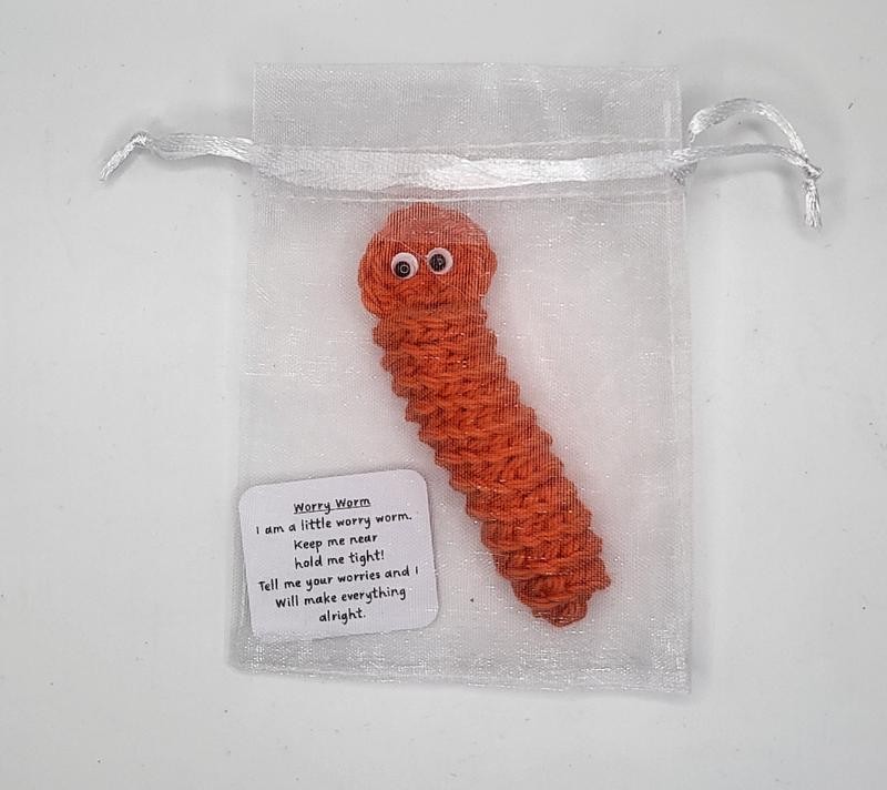 Cotton Crochet Worry Worm. Great for anxiety. Fab for blazer pockets. 1