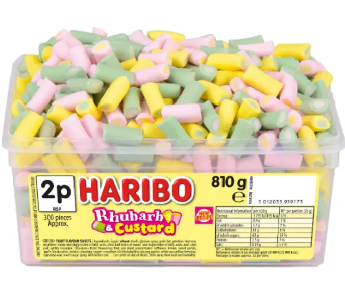 Haribo Rhubarb & Custard 300 Piece Candy/Sweet Snack Tub 810g 4