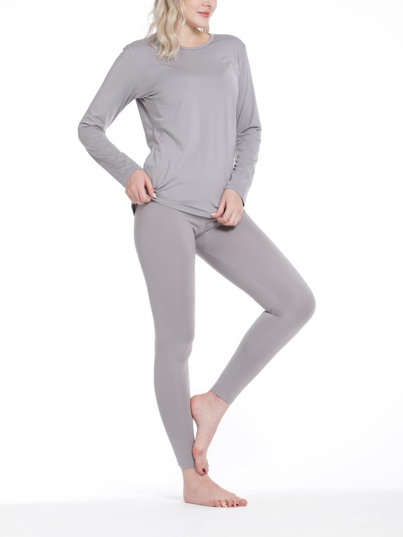 Product Introduction of Seamless Thermal Underwear Set, Long Sleeve Crew Neck Tops & Pants, Women's Loungewear & Underwear 21