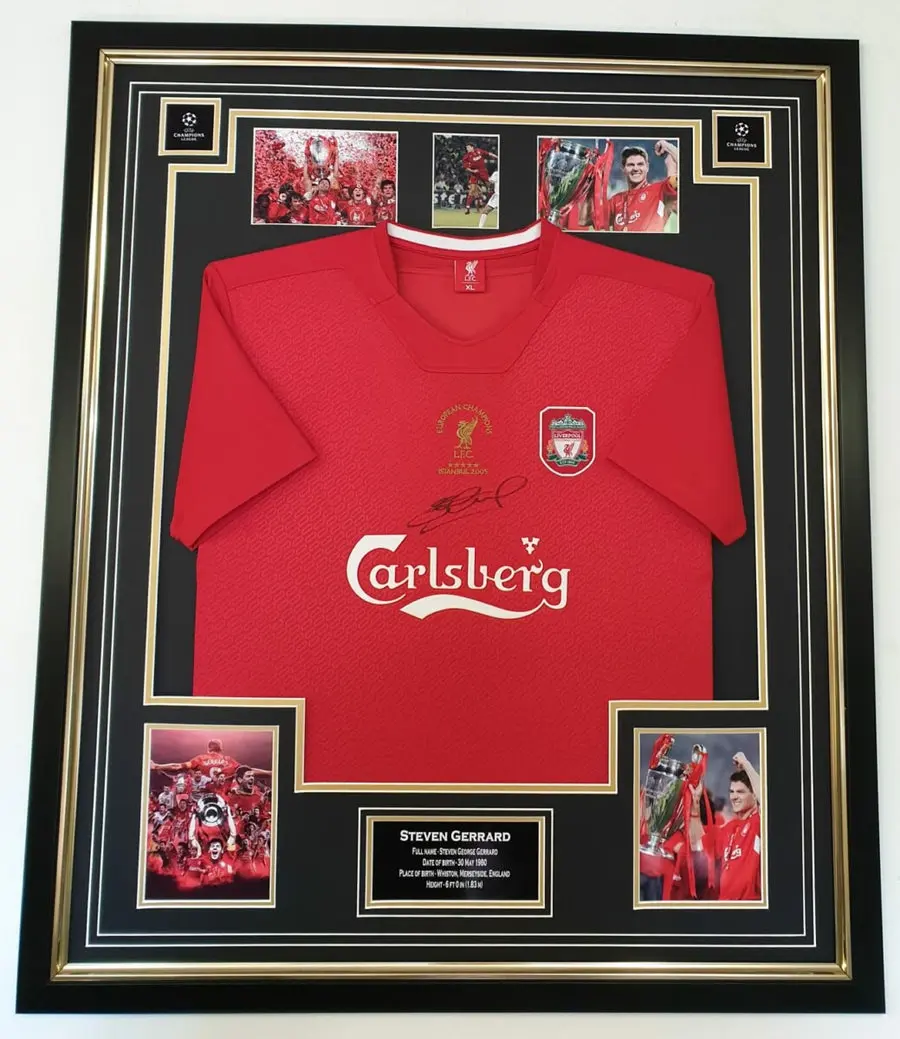 Steven Gerrard Signed Liverpool FC Shirt Framed,Movies Poster,Films Bedroom Posters,Vintage Lovers Fan Gift,Minimalist Wall Art "