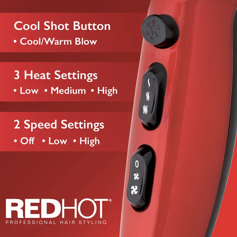 Red Hot Professional Hair Dryer with Diffuser 3