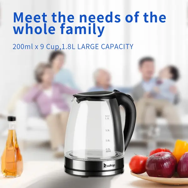 [Same model: 94353526] HD-1857-A 220V 2000W 1.8L Electric Glass Kettle UK Plug 4