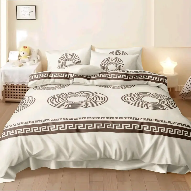 Classic 4-Piece Greek Complete Bedding Set - Duvet Cover, Fitted Sheet & Pillowcases 2