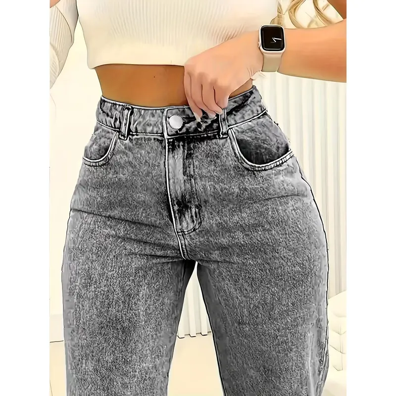Comfortable Stretch Slim Women's Fashion Jeans, Classic Snowflake Wash, All Seasons 1