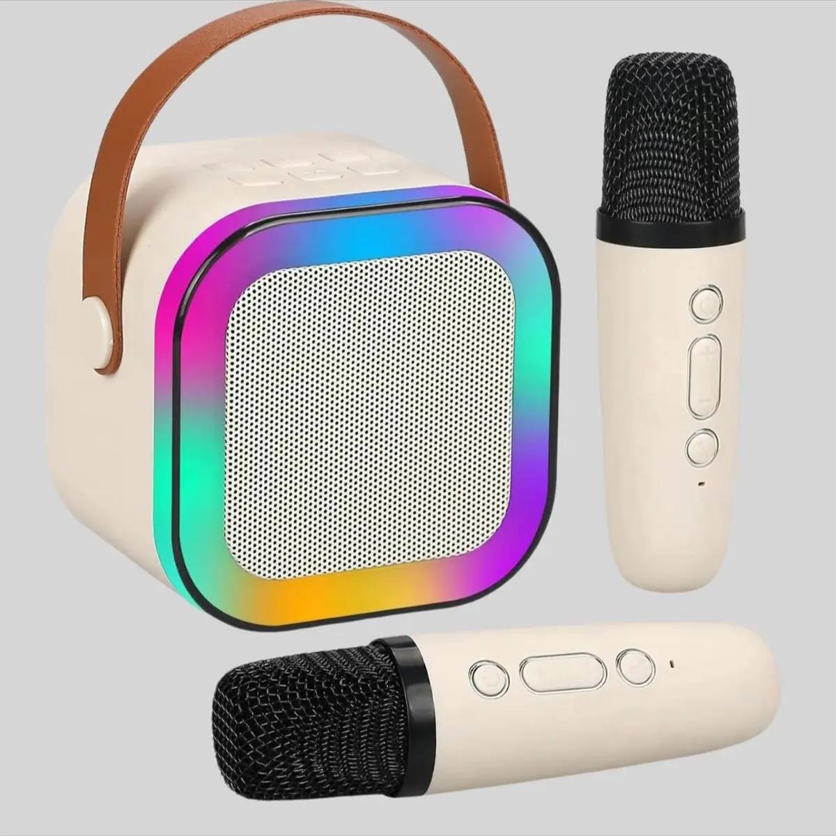 Portable Wireless Karaoke Speaker with Mic, HIFI Stereo Sound KTV Speaker with RGB Colorful LED Lights, LED Lights Karaoke Machine for Outdoor Sports Travel Home Decor Living Room, Back to School, Bedroom Accessories, House Accessories for Bedroom Girls