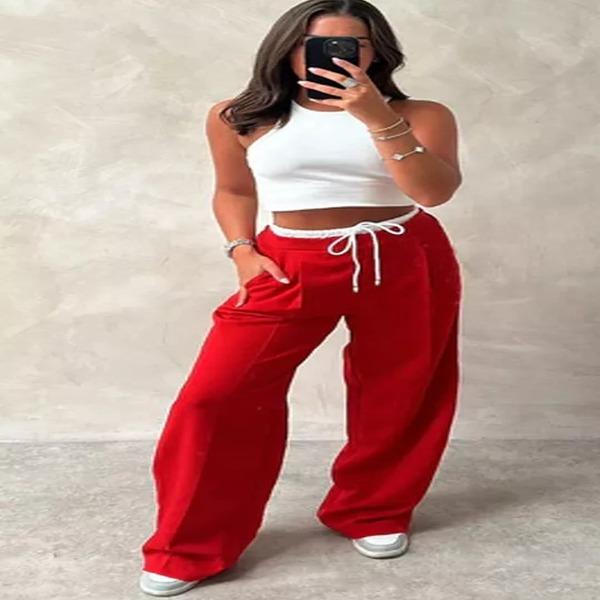 Ladies Women's White waistband Wide Leg Drawstring Flare Trouser Pant 8-14 Womenswear Bottom Casual Chic Comfortable Day Elegant Polyester Slip Style 2