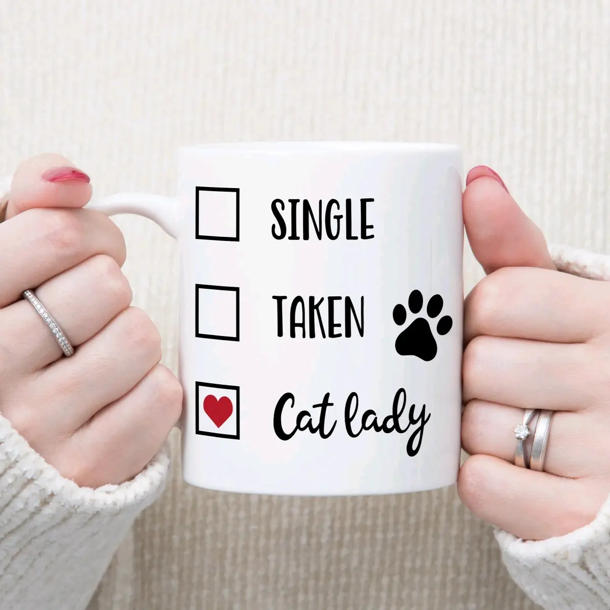 Single Taken Cat Lady, Cat Gift, Crazy Cat Lady, Cat Mug