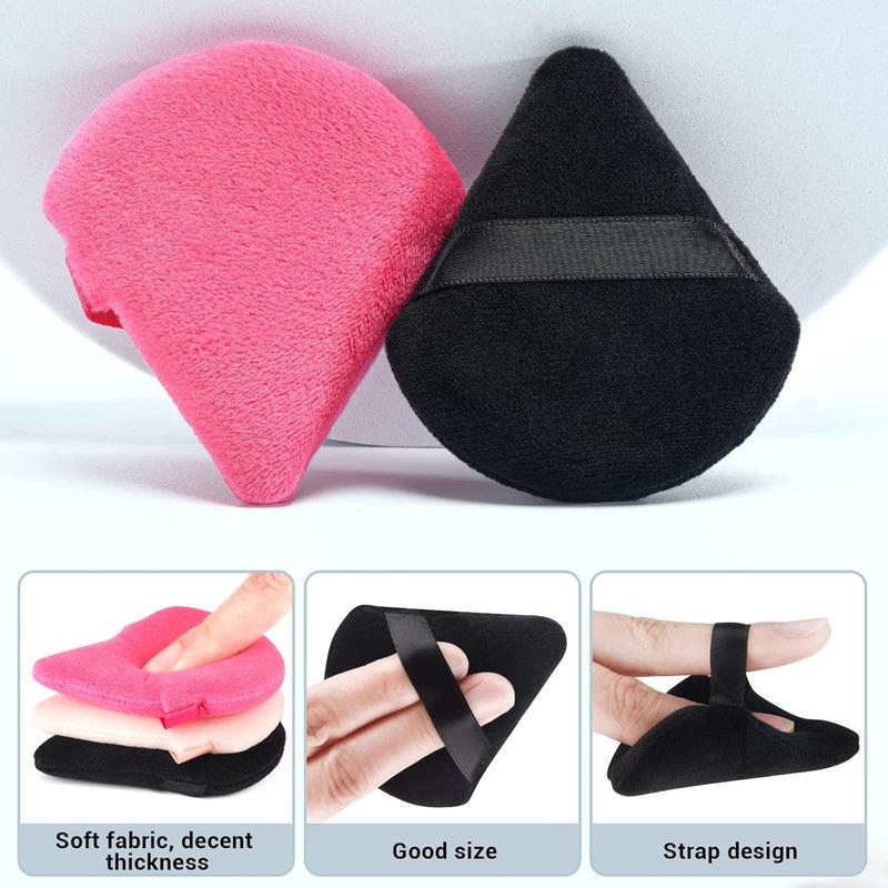 HEYMKGO Triangle Powder Puffs for Pressed Powder, 4 Pcs with Strap, Reusable Wet Dry Dual-use Face Make Up Cosmetics Cleansing Beauty Make-up Puff 2