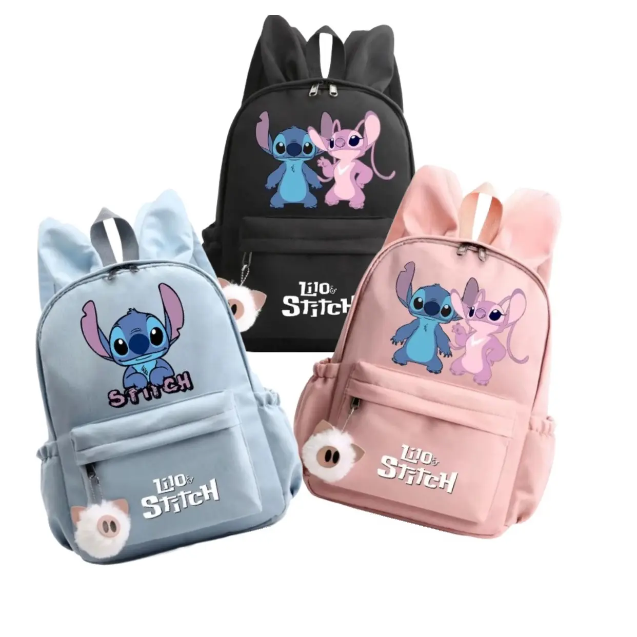 Cute stitch 38cmx28cm x11cm black blue pink backpack